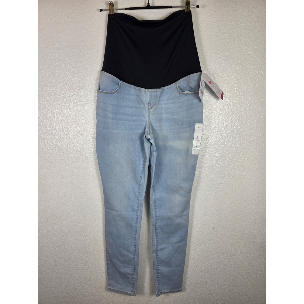 Isabel‎ Maternity Skinny Over The Belly Crossover Panel Jeans Light Blue Size 8